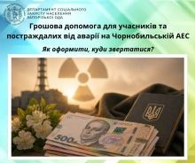 Надання разової грошової допомоги з нагоди 40-річчя Чорнобильської катастрофи